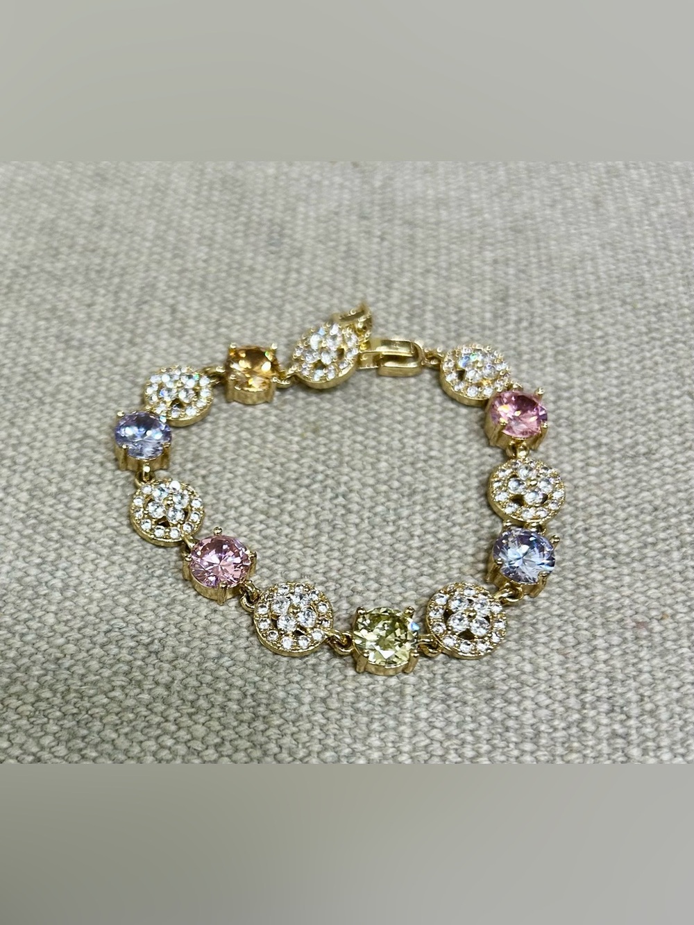 Gold Plated Multicolor Crystal Tennis Bracelet - Women Jewelry